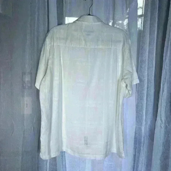 Marc Edwards XL 100% Silk white/cream slight windowpane pattern short sleeve but - Picture 6 of 12